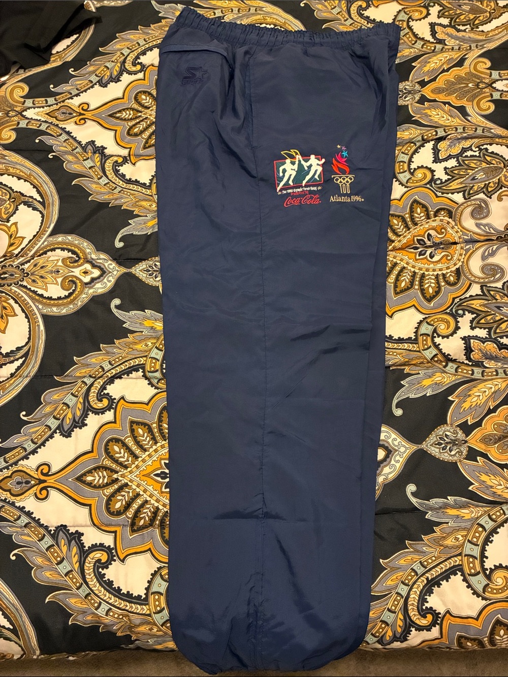 STARTER Navy Blue Atlanta '96 Olympic Track Pants with Coca-Cola Patch